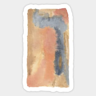 WATERCOLOR ABSTRACT PAINTING IN GOLD, SLATE, & RUST Sticker